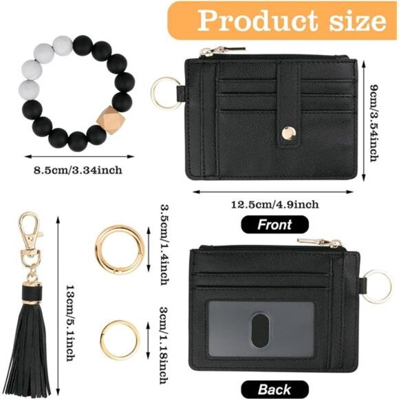 Wallet Keychain Wristlet for Women,Slim RFID Credit Card Holder Purse Tassel - Picture 2 of 7
